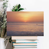 Sunset ocean canvas wall art. Ready to hang, vibrant sunset colors. Perfect for home decor, living room, or bedroom.