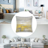 Abstract art plush pillow cover with yellow and gray landscape design, suitable for sofa and couch decor.