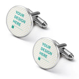 Personalized alloy cufflinks with 'YOUR DESIGN HERE' design, for men's tuxedo shirts or wedding gifts.