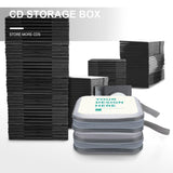 Custom CD/DVD holder with "YOUR DESIGN HERE" design. Portable plastic CD/DVD storage box for car, home, and office.
