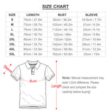 Men's polo shirt size chart with measurements for length, bust, and sleeve. Cotton pique polo shirt size guide.