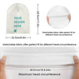 Customizable white beanie hat with 'Your Design Here', personalized knitted hat gift.