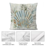 MyArtsyGift plush pillow cover, seashell design, soft plush fabric, living room decor, durable and with invisible zipper.