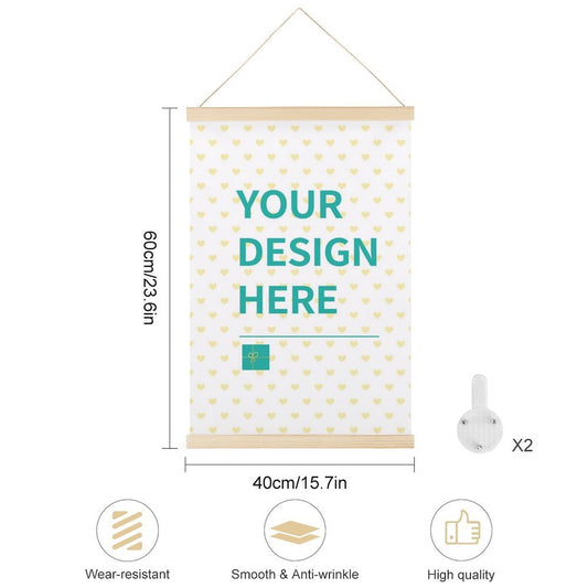Customizable magnet hanging poster with wooden frame, canvas art for personalized wall decor