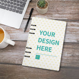 Customizable loose-leaf notebook with "YOUR DESIGN HERE" design, perfect for note-taking, school, or office use.