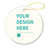 Personalized ceramic Christmas ornament with "YOUR DESIGN HERE" text and heart pattern, perfect for custom photo gifts.