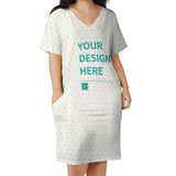 Customizable women's summer dress with pockets and heart pattern, featuring your design here.