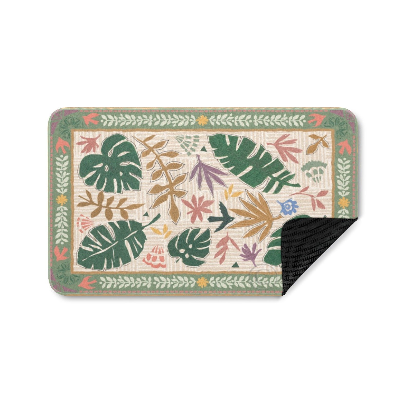 Desert-themed door mat with leaf patterns, indoor or outdoor use