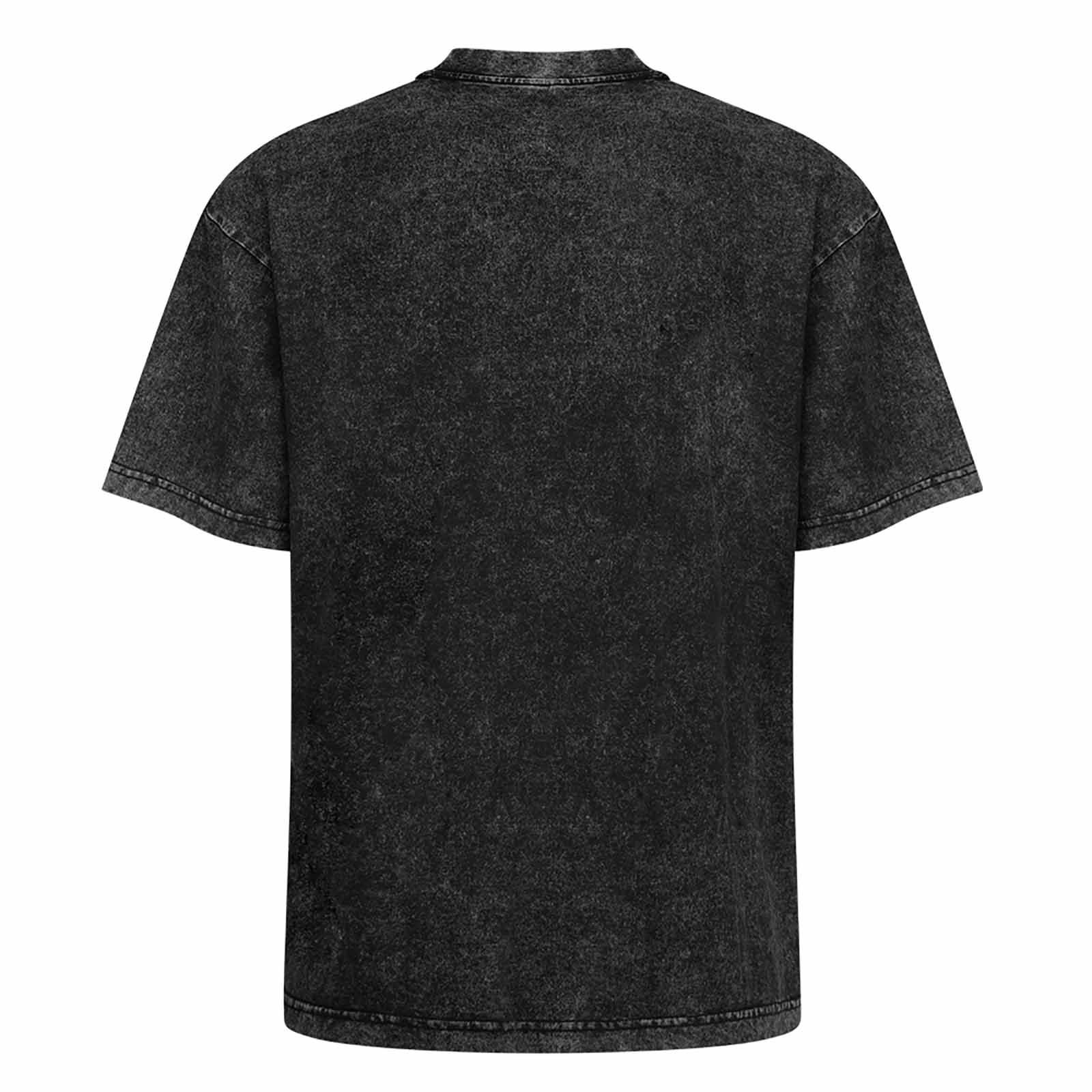MyArtsyGift Men's Black Cotton T-Shirt. Back view of a stone-washed short-sleeved tee, perfect for summer wear.