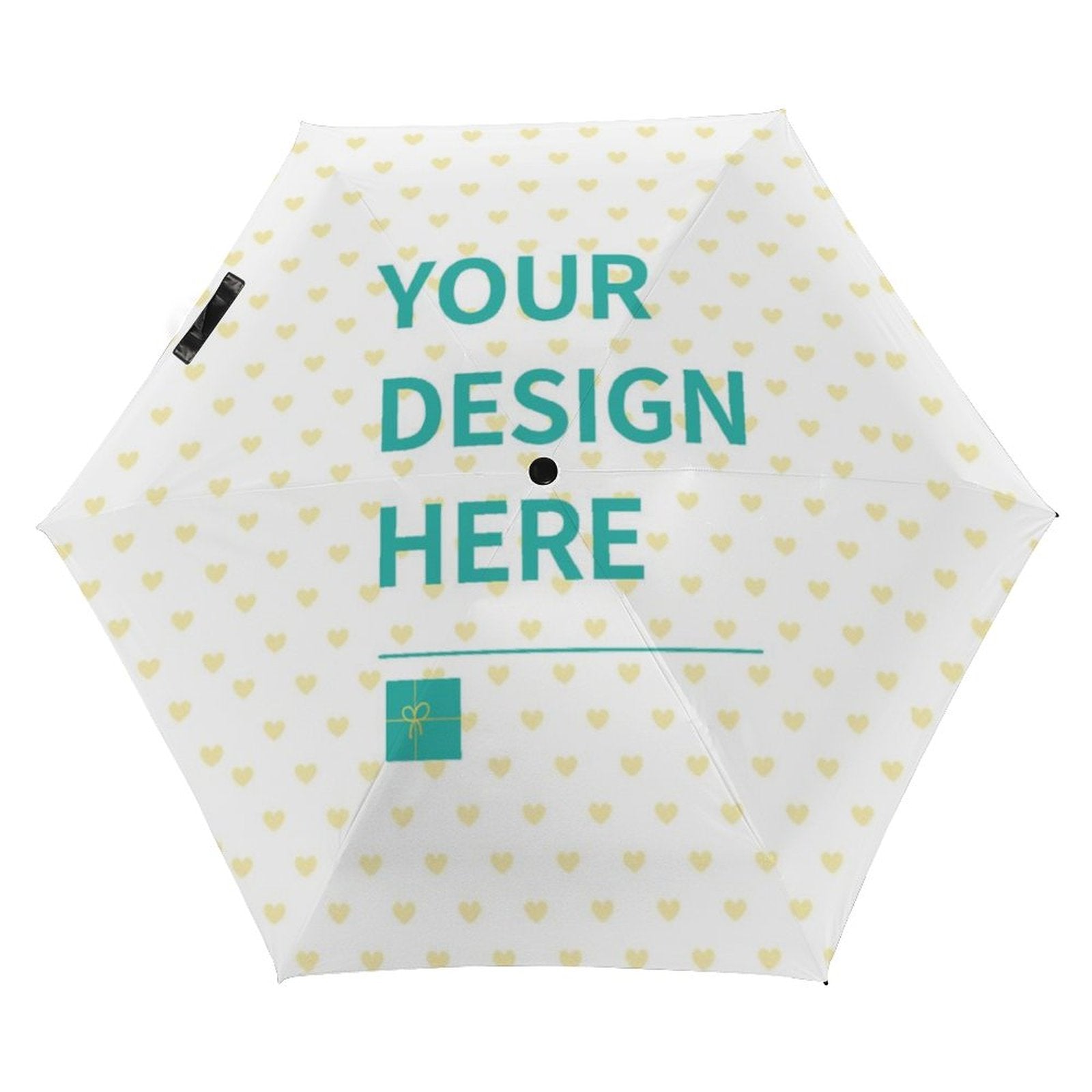 Custom UV resistant umbrella with personalized design and yellow hearts, a perfect gift for men and women.