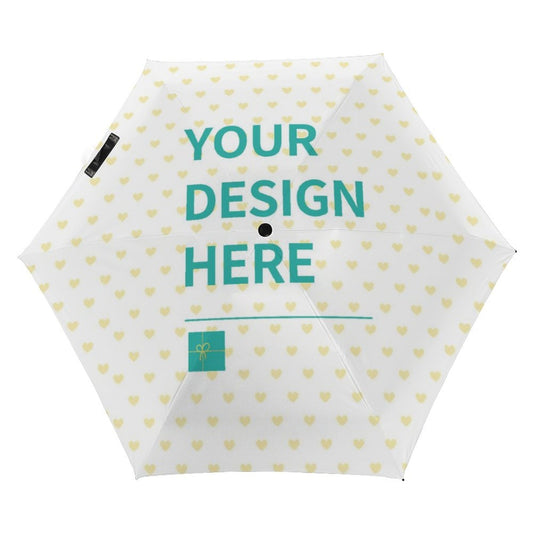 Custom UV resistant umbrella with personalized design and yellow hearts, a perfect gift for men and women.