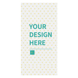 Custom beach towel with your design, featuring heart pattern and personalized text.