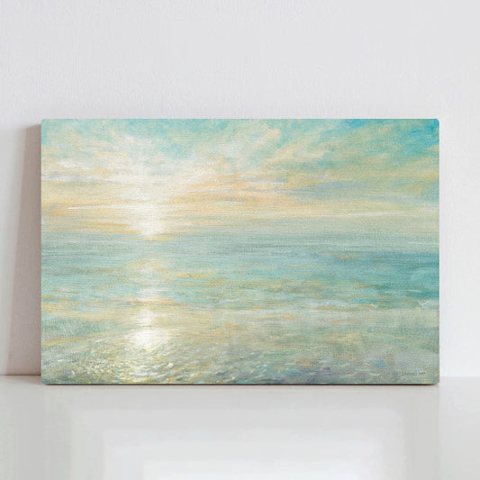 Sunrise canvas print, ocean art with soft colors for wall decor, made in the USA by DANHUI NAI.