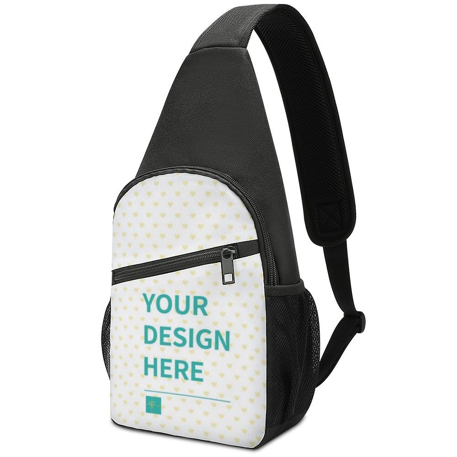 Custom sling backpack with customizable design, black Oxford cloth, ideal for men and women.
