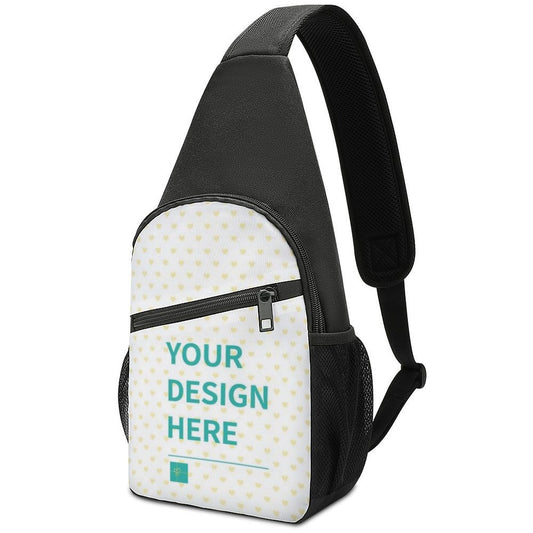 Custom sling backpack with customizable design, black Oxford cloth, ideal for men and women.