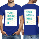 Custom blue double-sided t-shirt for men with 'YOUR DESIGN HERE' design, MyArtsyGift