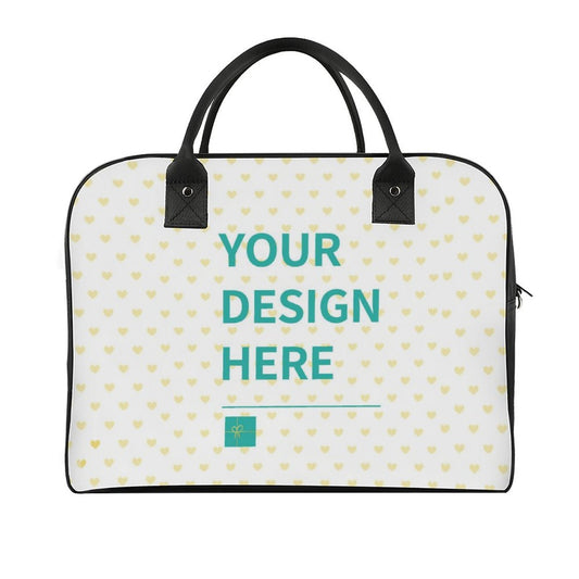 Custom travel bag with heart pattern, customizable for women and men. Perfect for office and business travel.