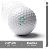 Customizable golf ball with personalized design, perfect for men, featuring product details: diameter, dimples, golf gifts