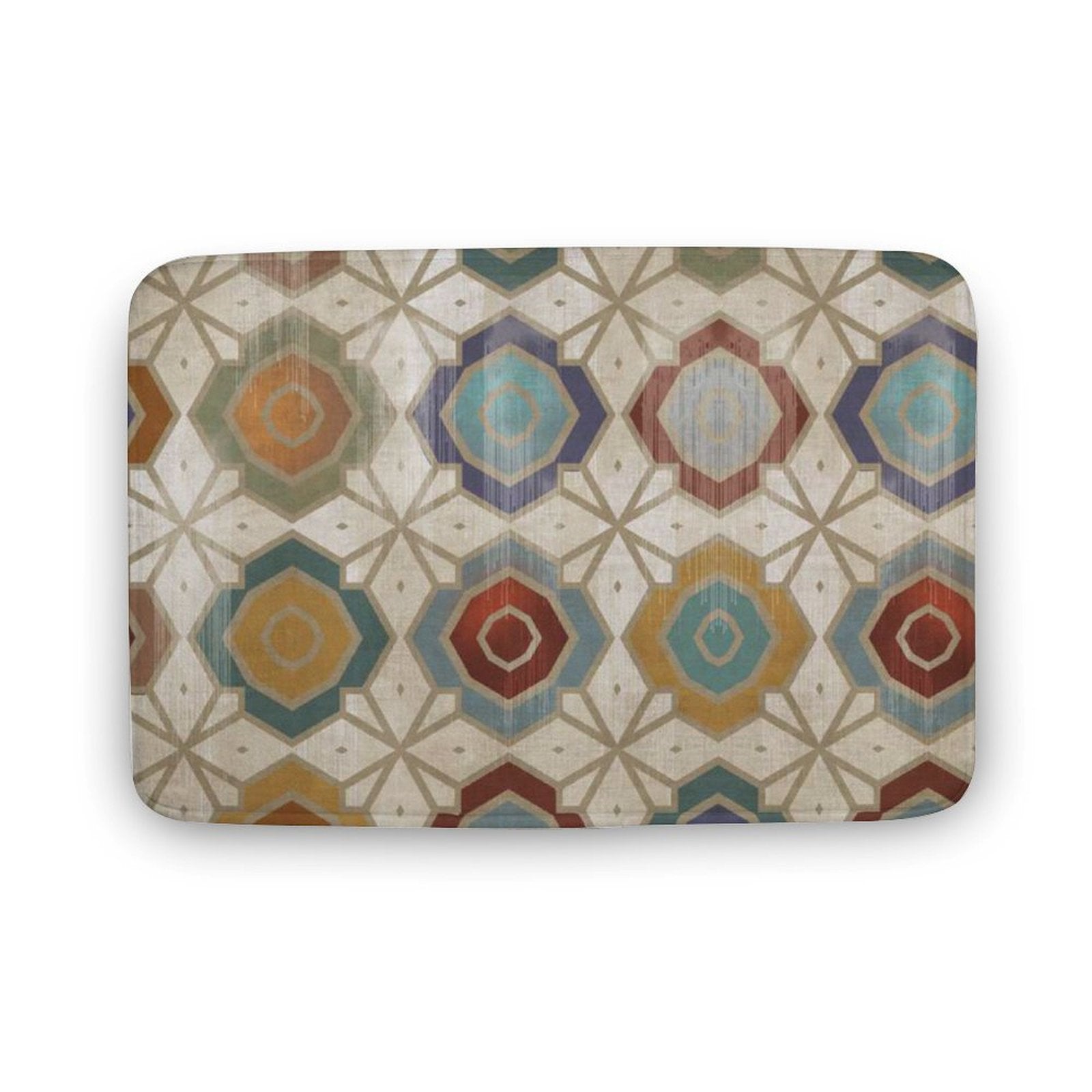 Coral velvet bath rug with a geometric pattern for bathroom, non-slip, quick-drying floor carpet