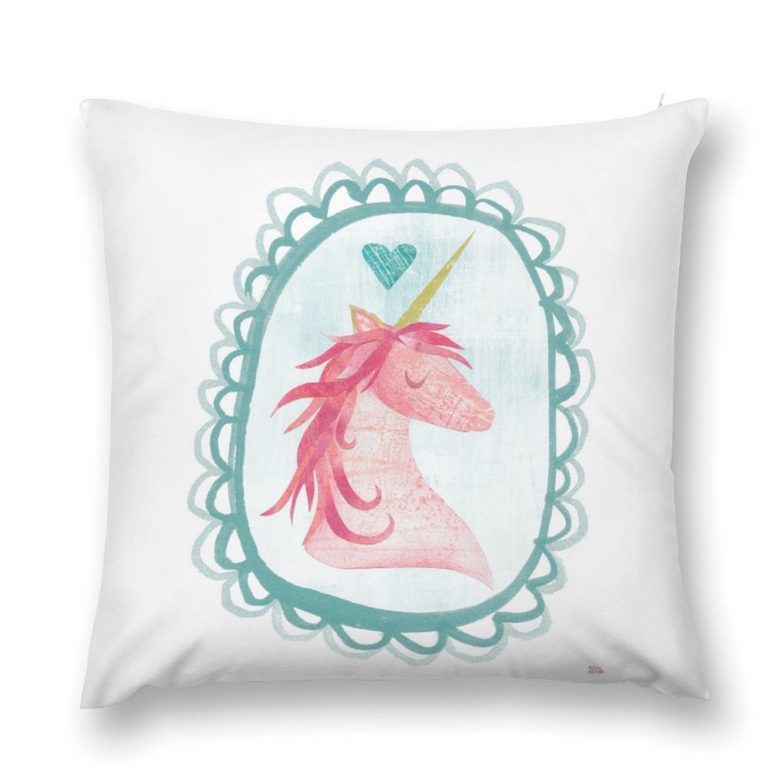 Plush throw pillow cover with a watercolor unicorn design, adding elegance to your sofa or living room.