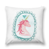 Plush pillow cover with pink unicorn art, soft decorative pillow cover for sofa and living room