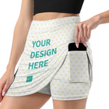 Customizable tennis golf skort with pocket, white heart design for women