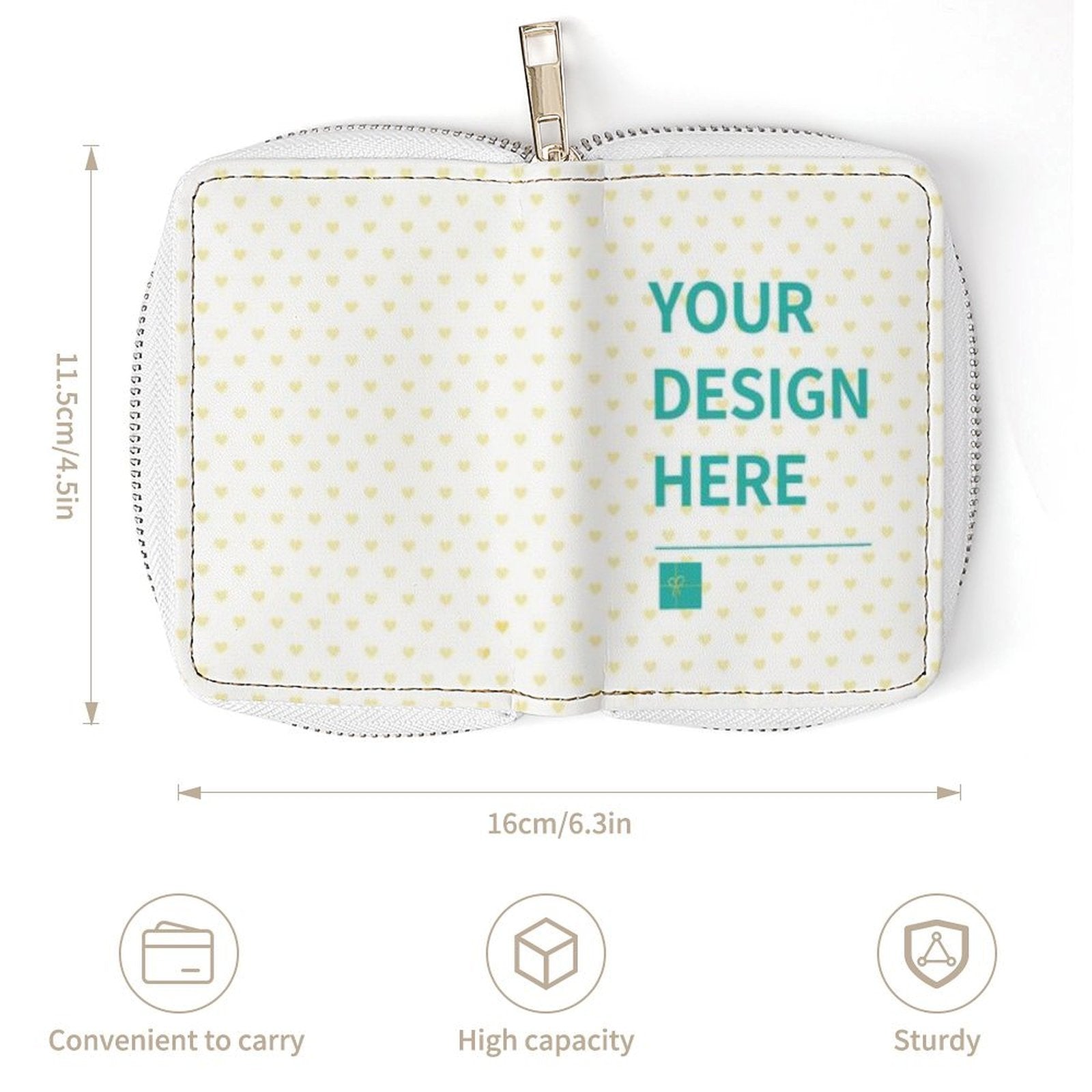 Personalized PU leather card case with customizable design area, minimalist wallet for women and men, card organizer