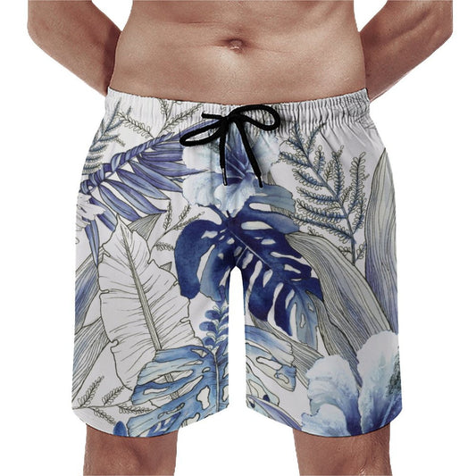 Men's Hawaiian swim trunks in floral print, quick dry recycled polyester, board shorts for boyfriend