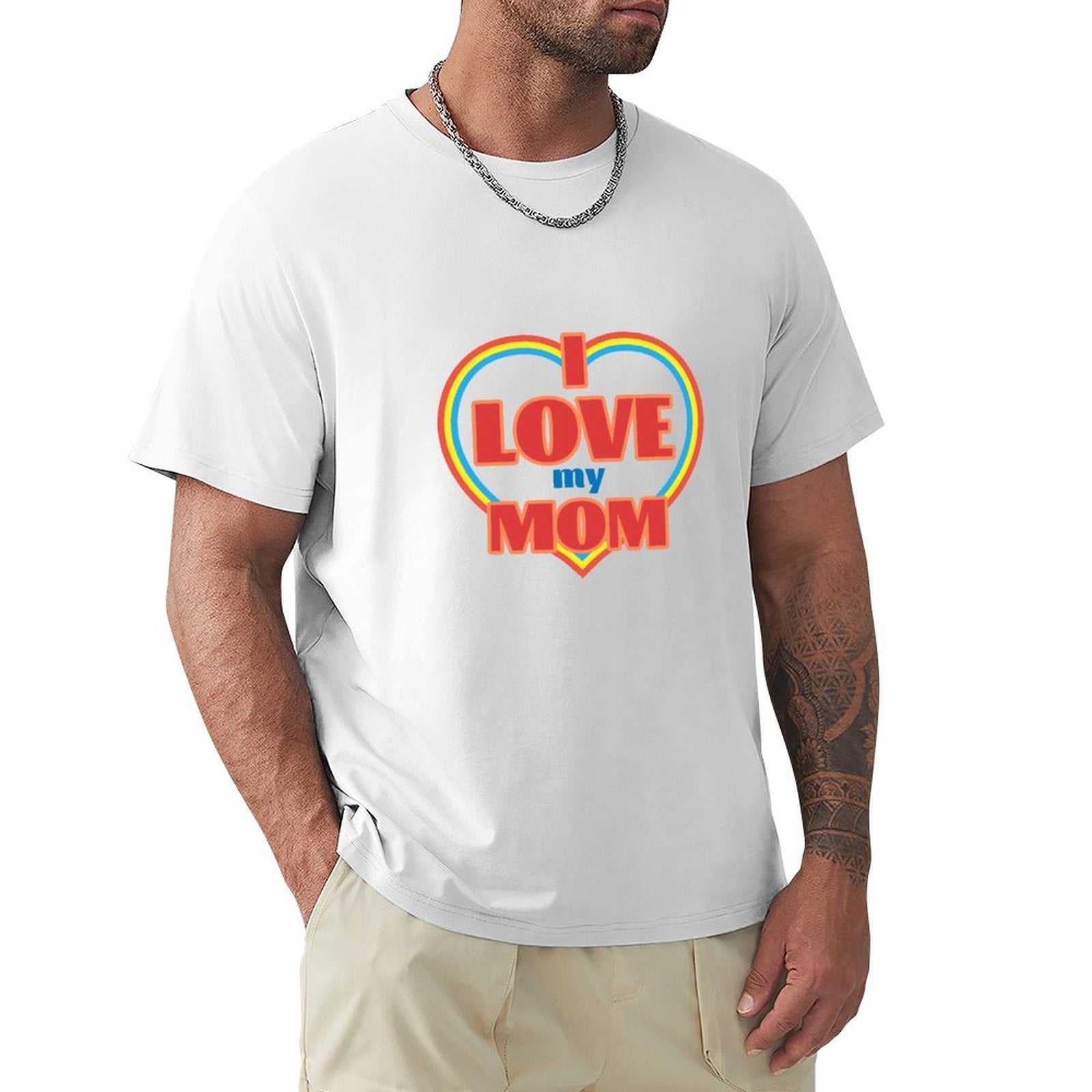 MyArtsyGift Men's T-shirt featuring 'I Love My Mom' design, classic cotton tee, perfect gift
