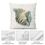MyArtsyGift plush pillow cover with watercolor seashell design, soft, durable, and decorative for sofa or couch, home decor