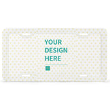 Custom license plate with heart pattern, ready for personalization. Ideal gift, featuring "YOUR DESIGN HERE"