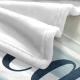 Beach Blue Seaside Flannel Blanket detail, soft fleece texture, cozy for couch or bed use