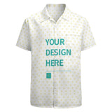 Custom men's short sleeve shirt, white with heart pattern, 'YOUR DESIGN HERE' design, polyester