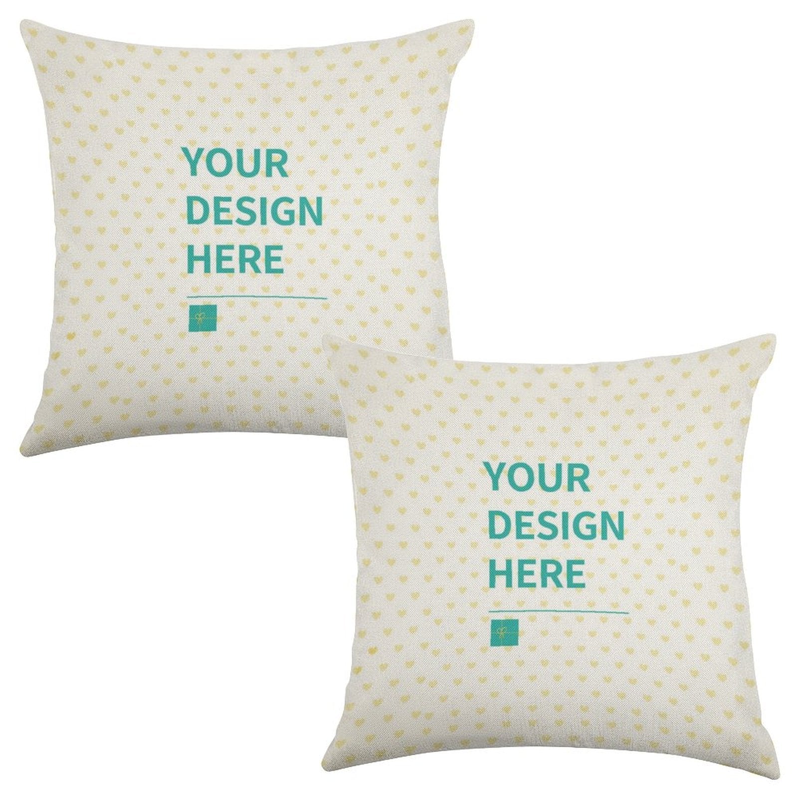 Customizable linen throw pillow case with space for design, perfect for living room decor; Personalized gift.