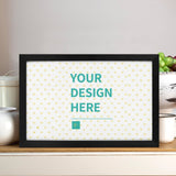 Personalized canvas print, black frame with 'YOUR DESIGN HERE'. Custom wall art for gifts from MyArtsyGift.