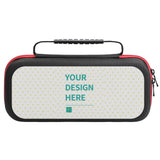 Custom Nintendo Switch Carrying Case with handle, black case with red trim, personalized design area