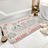 Coral velvet Merry Christmas bath rug, non-slip, for bathroom, kitchen, or bedroom