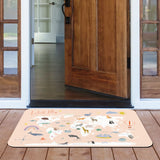 World Map entrance doormat with cute animal illustrations, suitable for indoor/outdoor use, rubber floor mat