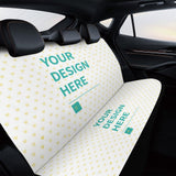 Custom car rear seat cover with 'Your Design Here' text, heart pattern. Universal bench seat cover for car SUV truck