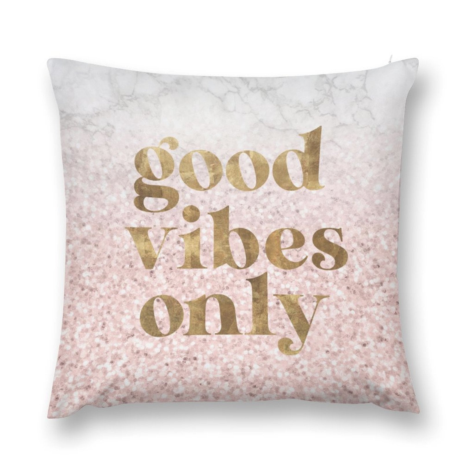 Good Vibes Only plush pillow cover with marble effect, perfect for sofa, couch, or living room