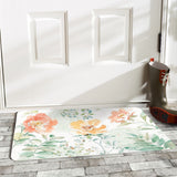 Soft entrance doormat with watercolor floral design, a durable rubber floor mat for indoor/outdoor use.