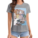 Women's graphic tee featuring Italian town print, MyArtsyGift casual wear
