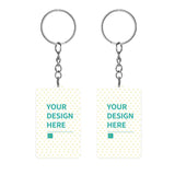 Customizable acrylic keychains with personalized design, double sided. Keychains with 'Your Design Here' text.