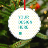 MyArtsyGift - Personalized Christmas Ornaments Custom Photo Crystal Glass Ornament Family, Pets, Baby's Xmas Decor