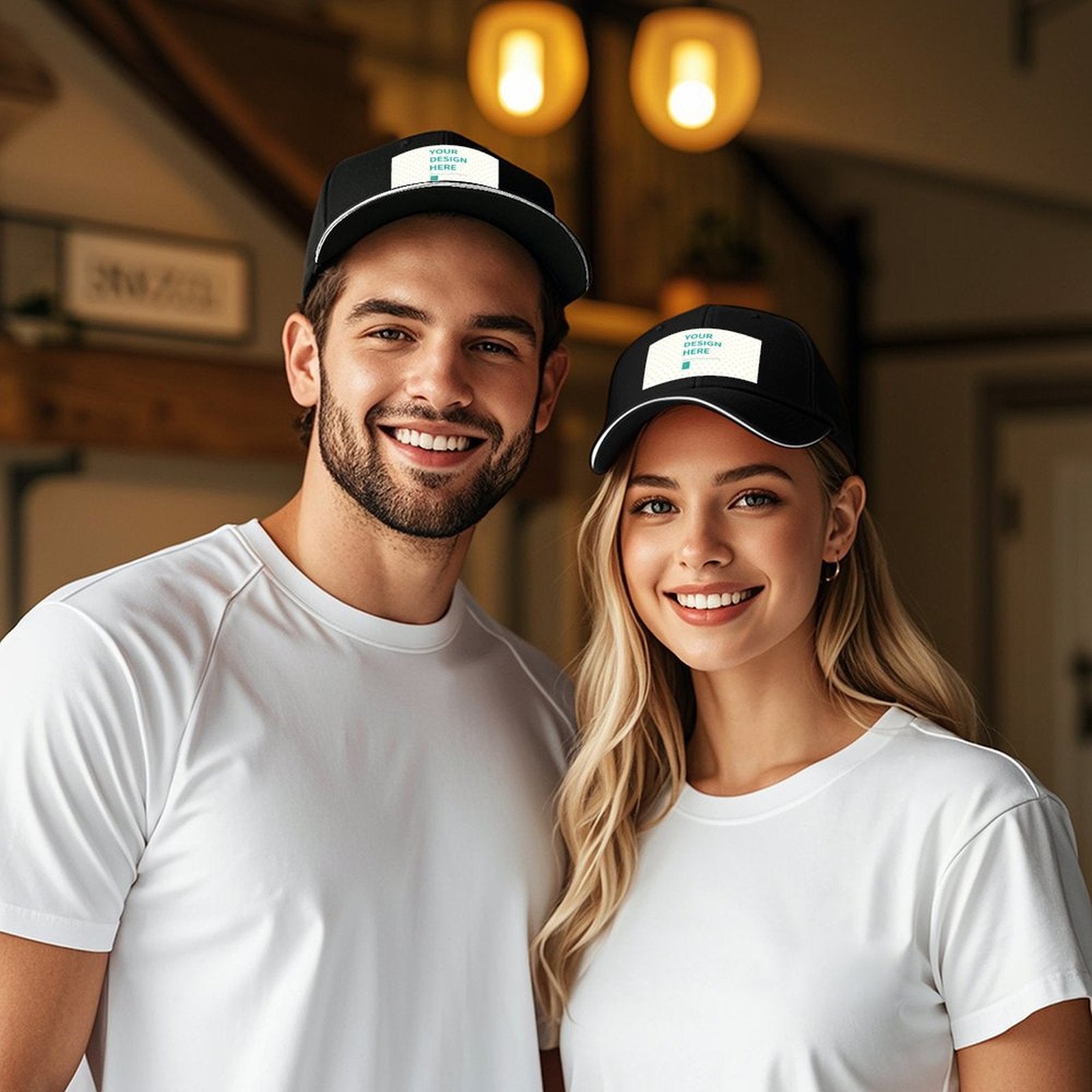 Custom baseball cap with 'YOUR DESIGN HERE' design, personalized gift idea for men and women