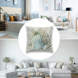 Short plush throw pillow cover with seashell and palm leaf design, perfect for home decor, couch or sofa