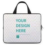 Customizable laptop bag with "YOUR DESIGN HERE" text, personalized laptop sleeve