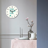 Personalized PVC round silent wall clock with custom design and text 'YOUR DESIGN HERE', creative gift idea for home decor.