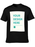 Custom black t-shirt for men, featuring YOUR DESIGN HERE design, ideal for personalized gifts