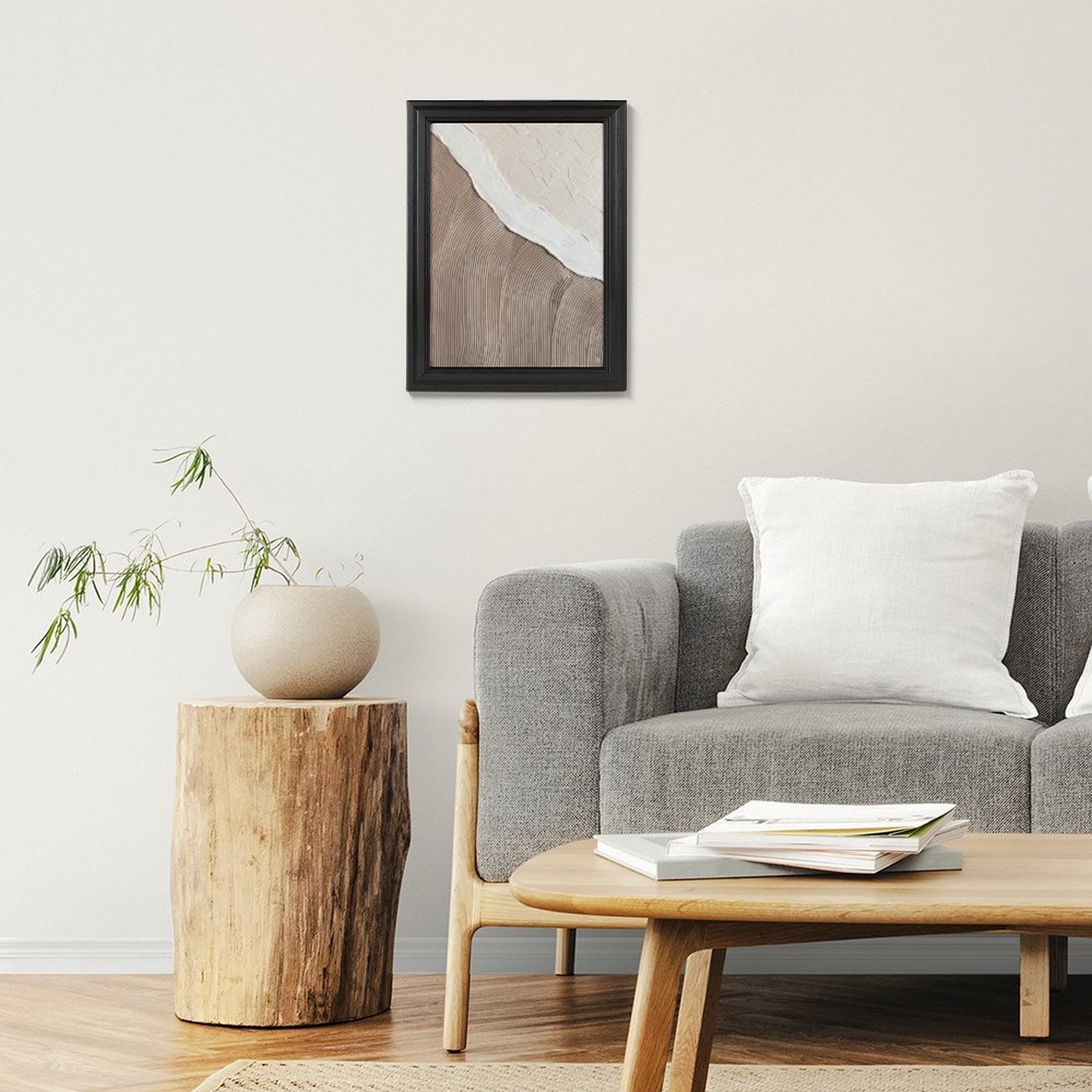 Personalized Canvas Print, Abstract textured wall art in beige, white, and brown. Home decor and gift idea, framed, USA made.